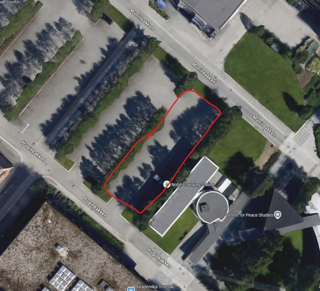 Read square shows the closed parking space. 